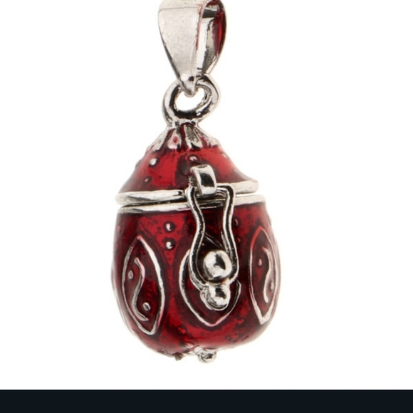 2 Cremation Keepsakes Red Enamel Heart Egg Locket Pendants Red - Picture 6 of 13